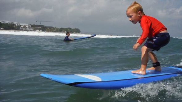 Family surf lessons on Kuta Beach, the perfect beginner break